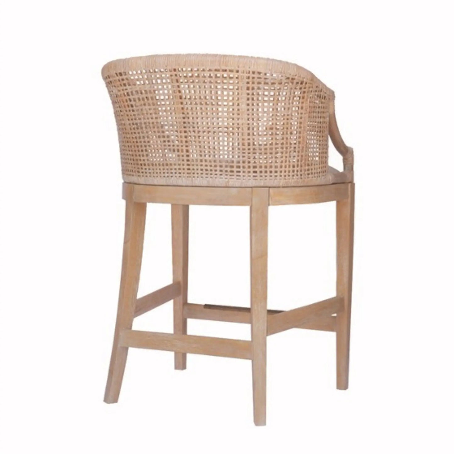 Casual Rattan Counter Stool With Solid Wood Legs