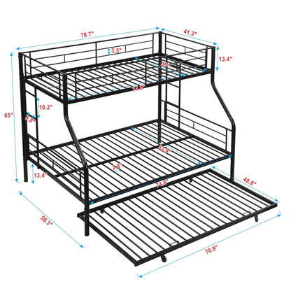 Twin over full modern metal bunk bed with trundle in black by HouseOfZazla on Tampa Home & Garden Store
