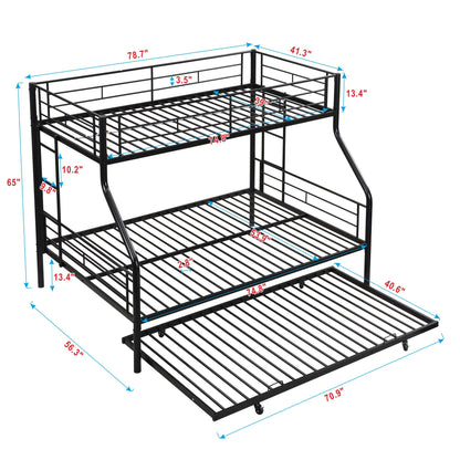 Modern metal bunk bed frame in black with top guard rails and ladder on Tampa Home & Garden Store