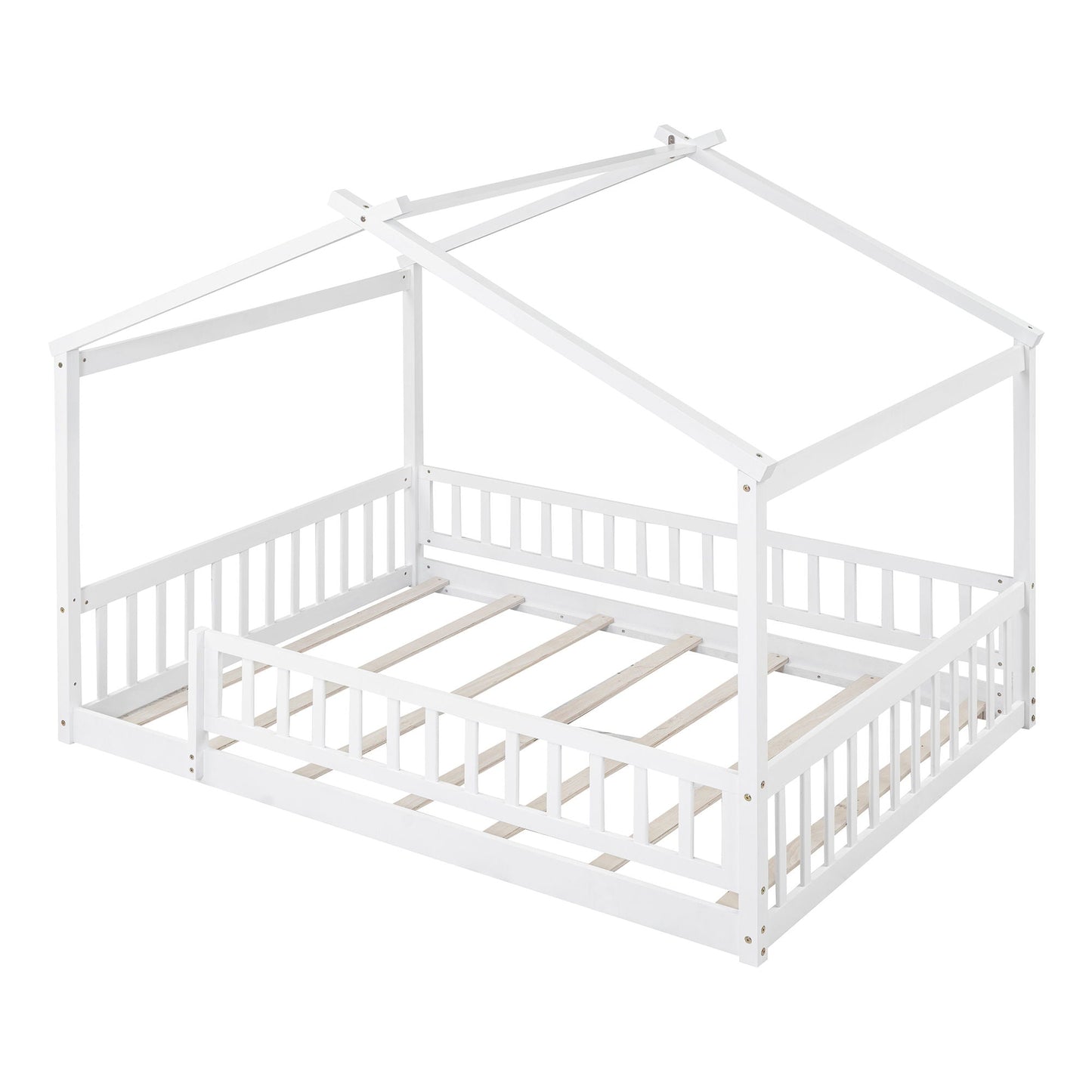 Bed House Bed Frame With Fence canopy bed in white with slatted base on Tampa Home & Garden Store