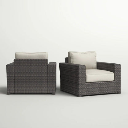 Outdoor Armchairs With Cushions Set of 2 by HouseOfZazla in espresso wicker with gray cushions on Tampa Home & Garden Store