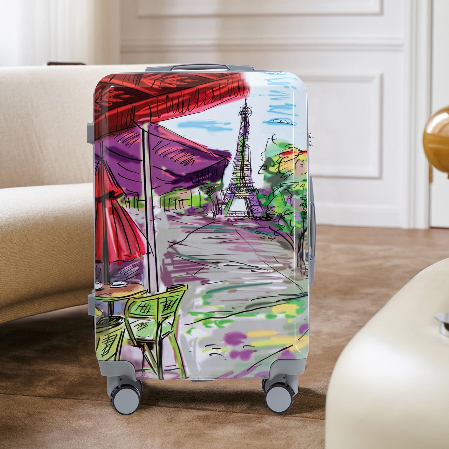 3-Piece PC Spinner Wheel Luggage Set hard case luggage in pastel artwork by HouseOfZazla on Tampa Home & Garden Store