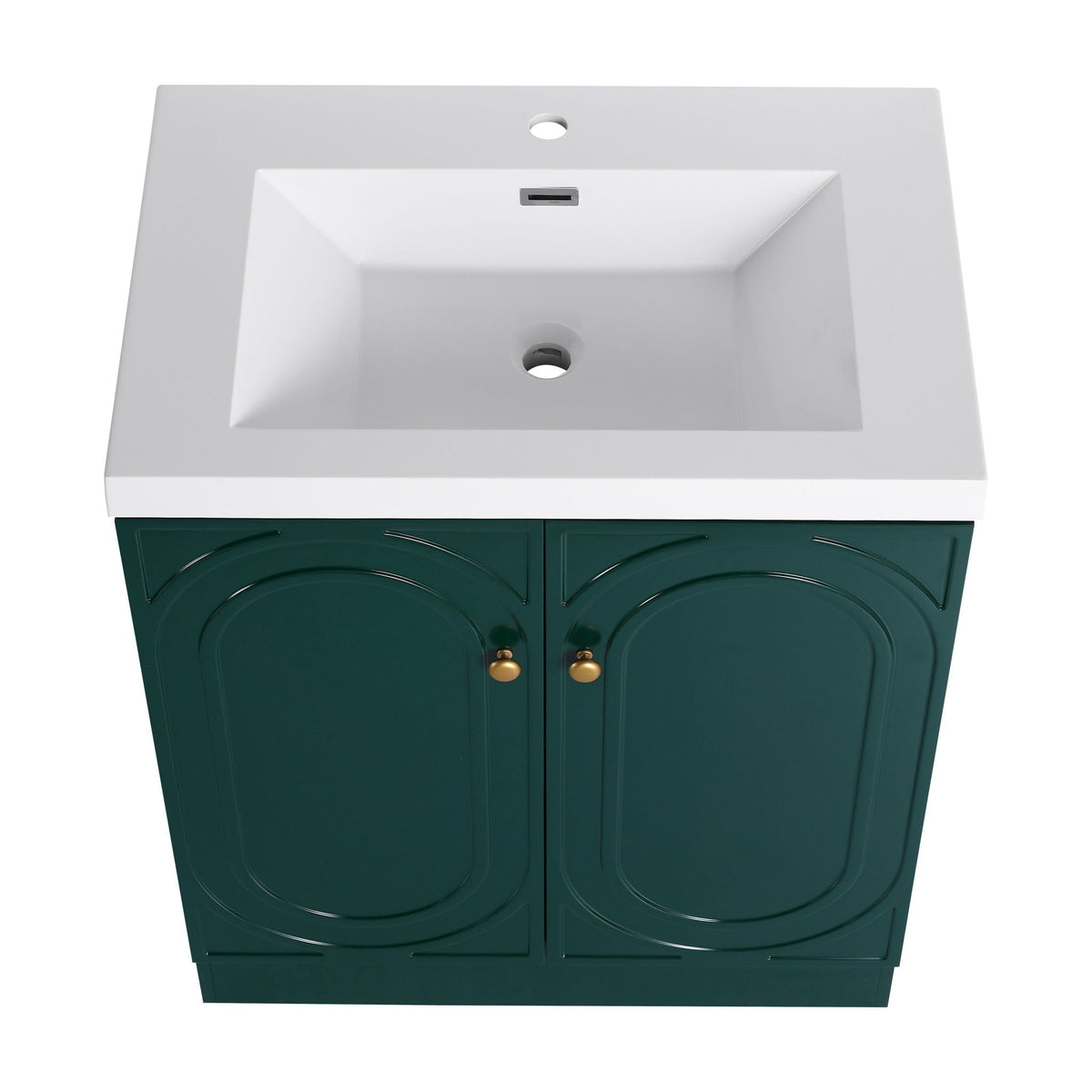 Freestanding Bath Vanity with White Resin Sink, green cabinet, brass hardware, HouseOfZazla on Tampa Home & Garden Store