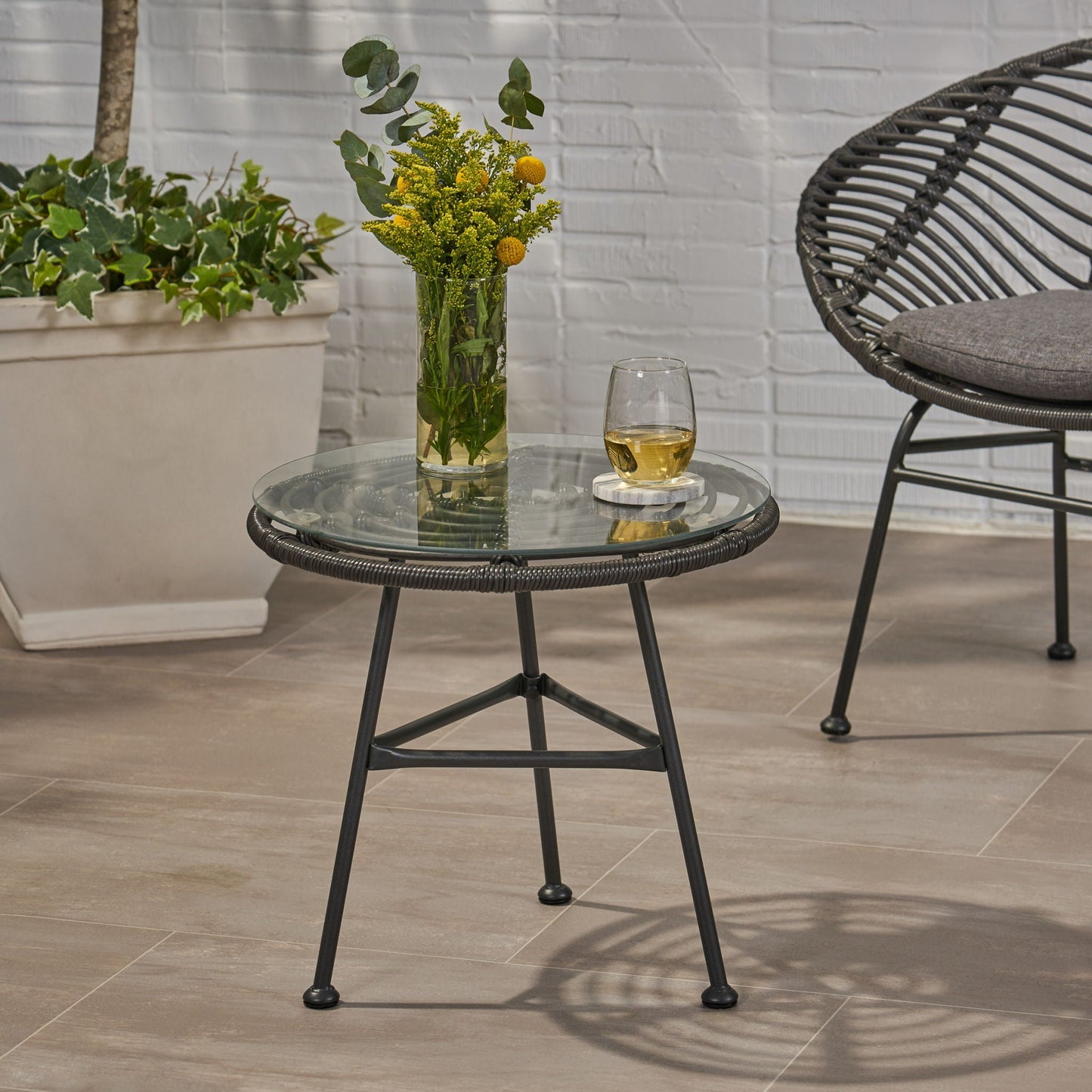 Petrichor Outdoor Side Table with Steel Frame