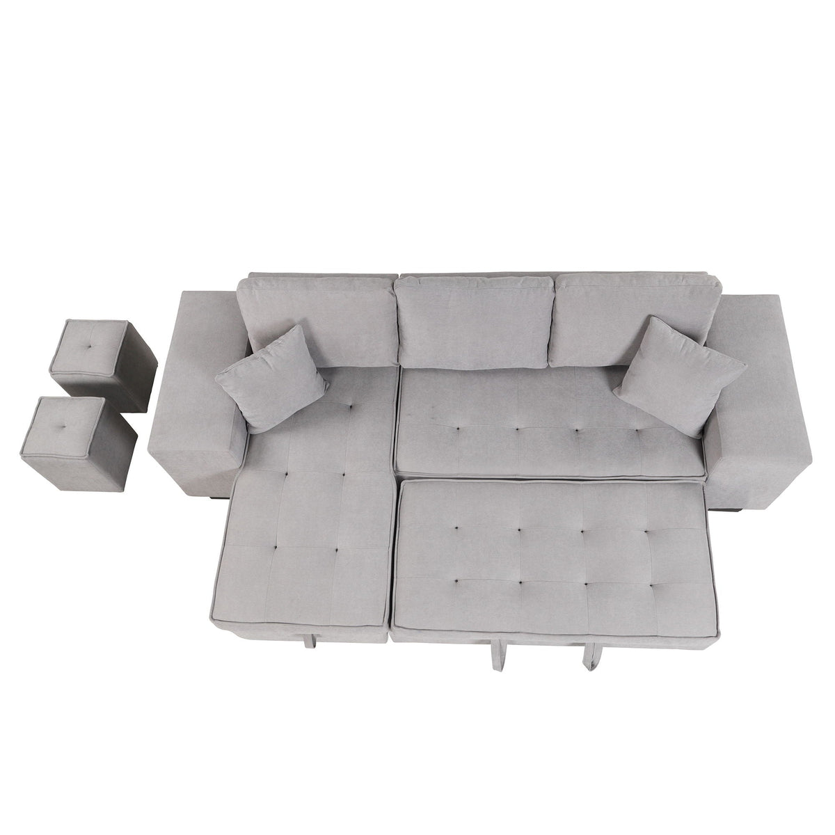Modern L-Shape 3-Seat Sleeper Sectional in gray fabric with storage chaise by HouseOfZazla on Tampa Home & Garden Store