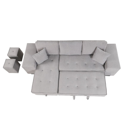 Modern L-Shape 3-Seat Sleeper Sectional in gray fabric with storage chaise by HouseOfZazla on Tampa Home & Garden Store