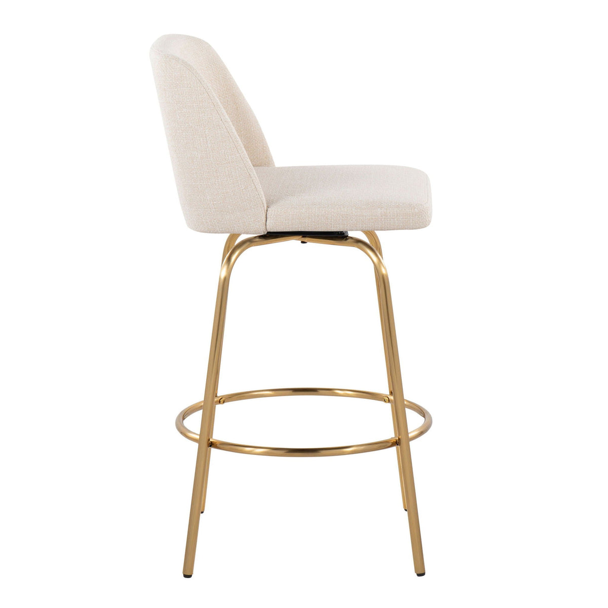 Toriano Contemporary Fixed Height Counter Stool with Swivel, beige fabric upholstery on Tampa Home & Garden Store