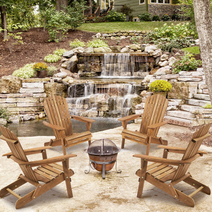 Set of Two Wooden Folding Adirondack Chairs
