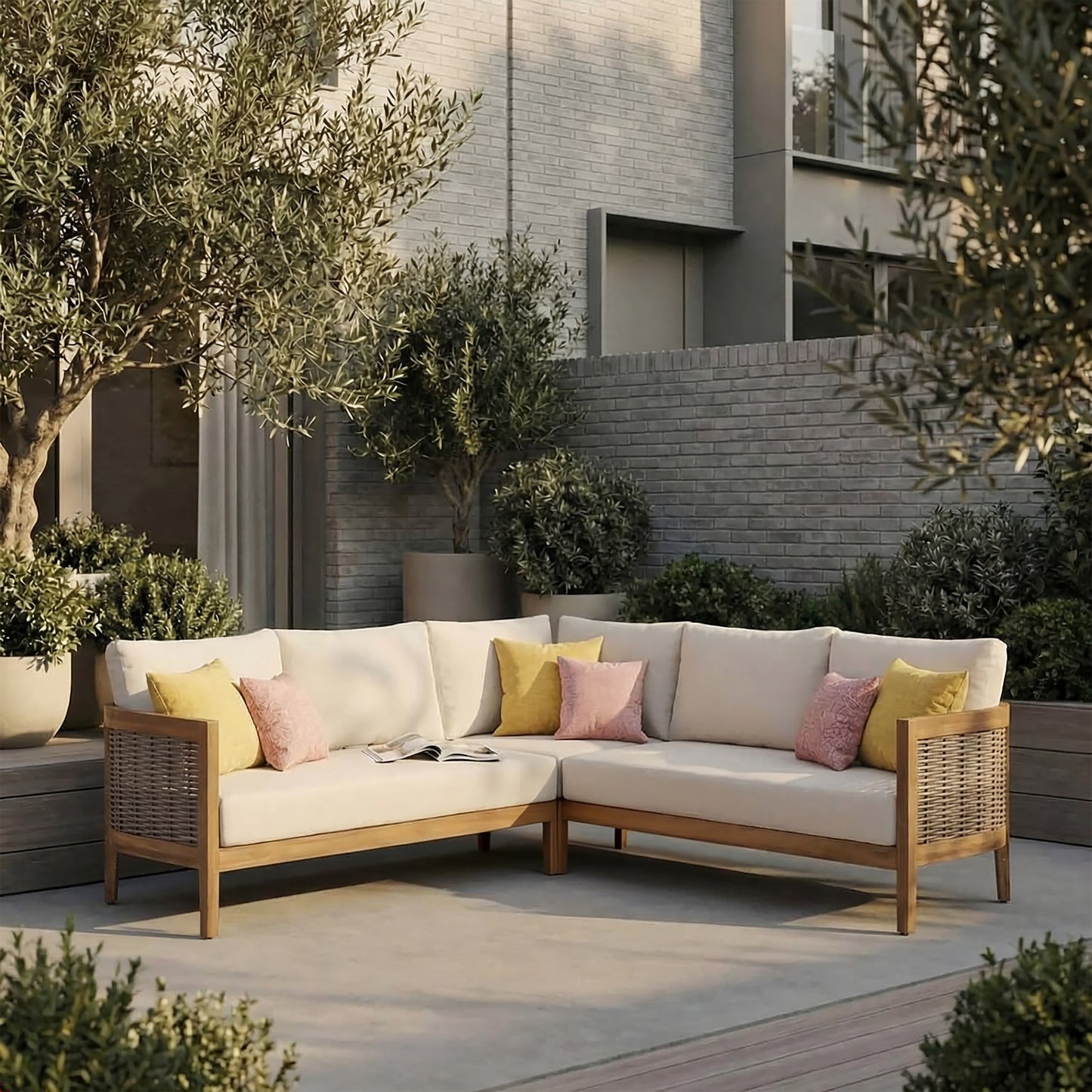 Acacia Wood Five Seater Outdoor Patio Sofa Set