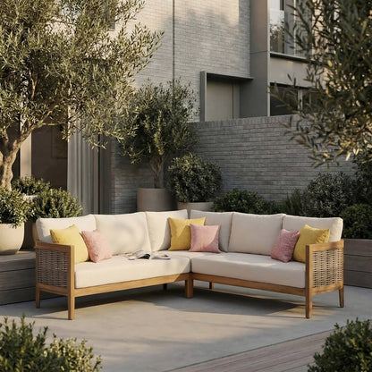 Acacia Wood Five Seater Outdoor Patio Sofa Set