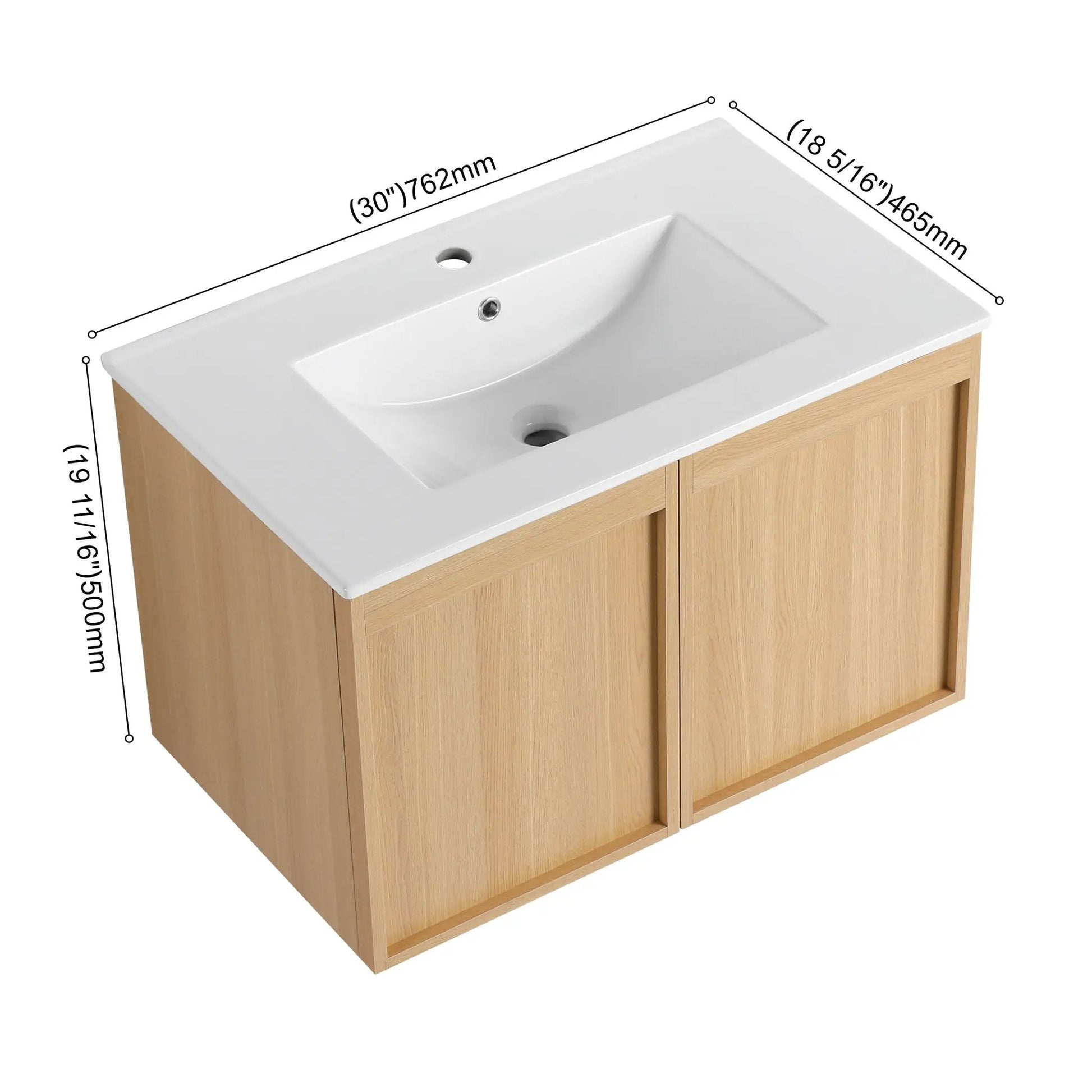 Floating bathroom vanity with sink combo in light oak with white sink by Unique Piece Furniture on Tampa Home & Garden Store