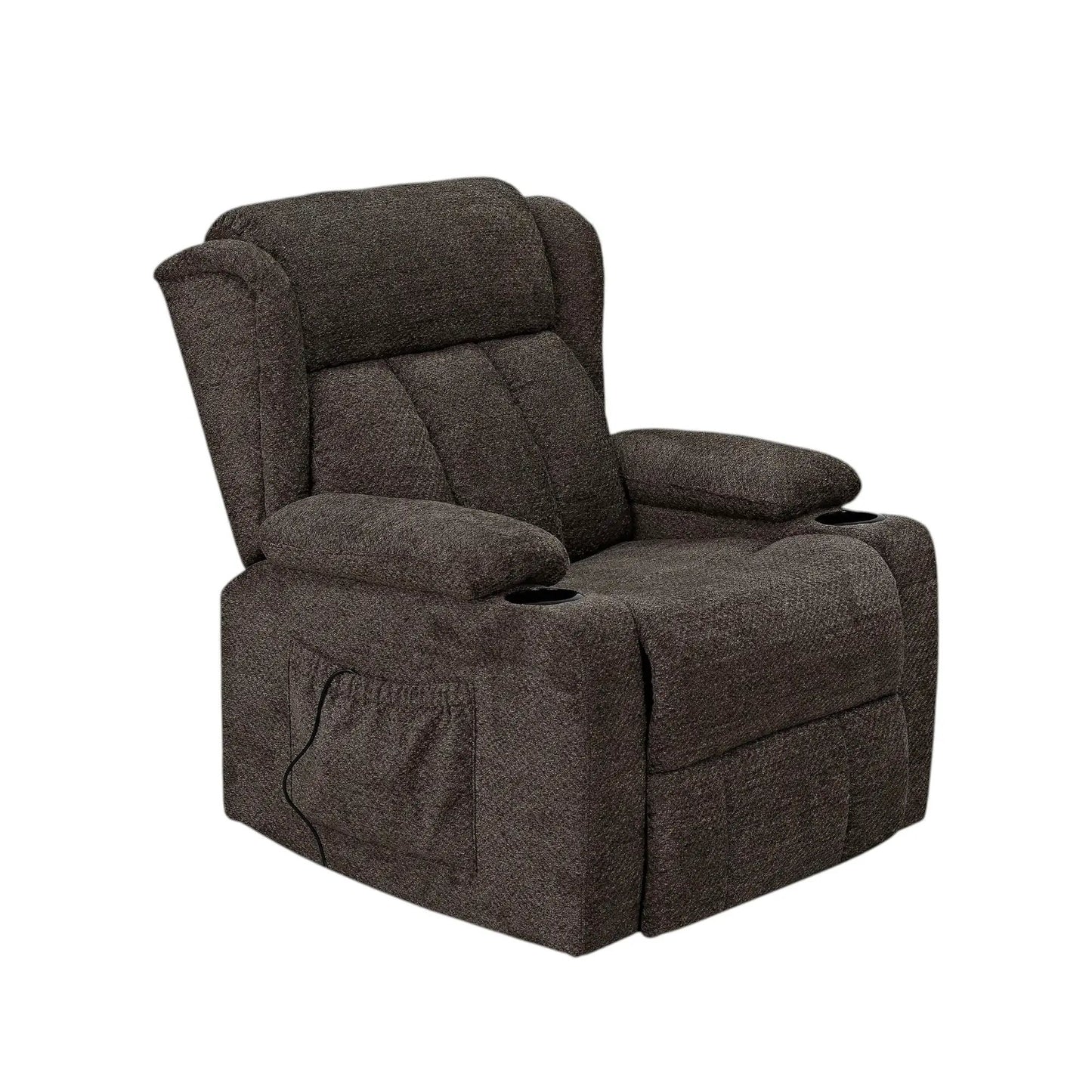 Lusio power motion lift recliner brown fabric with cup holder by Unique Piece Furniture on Tampa Home & Garden Store