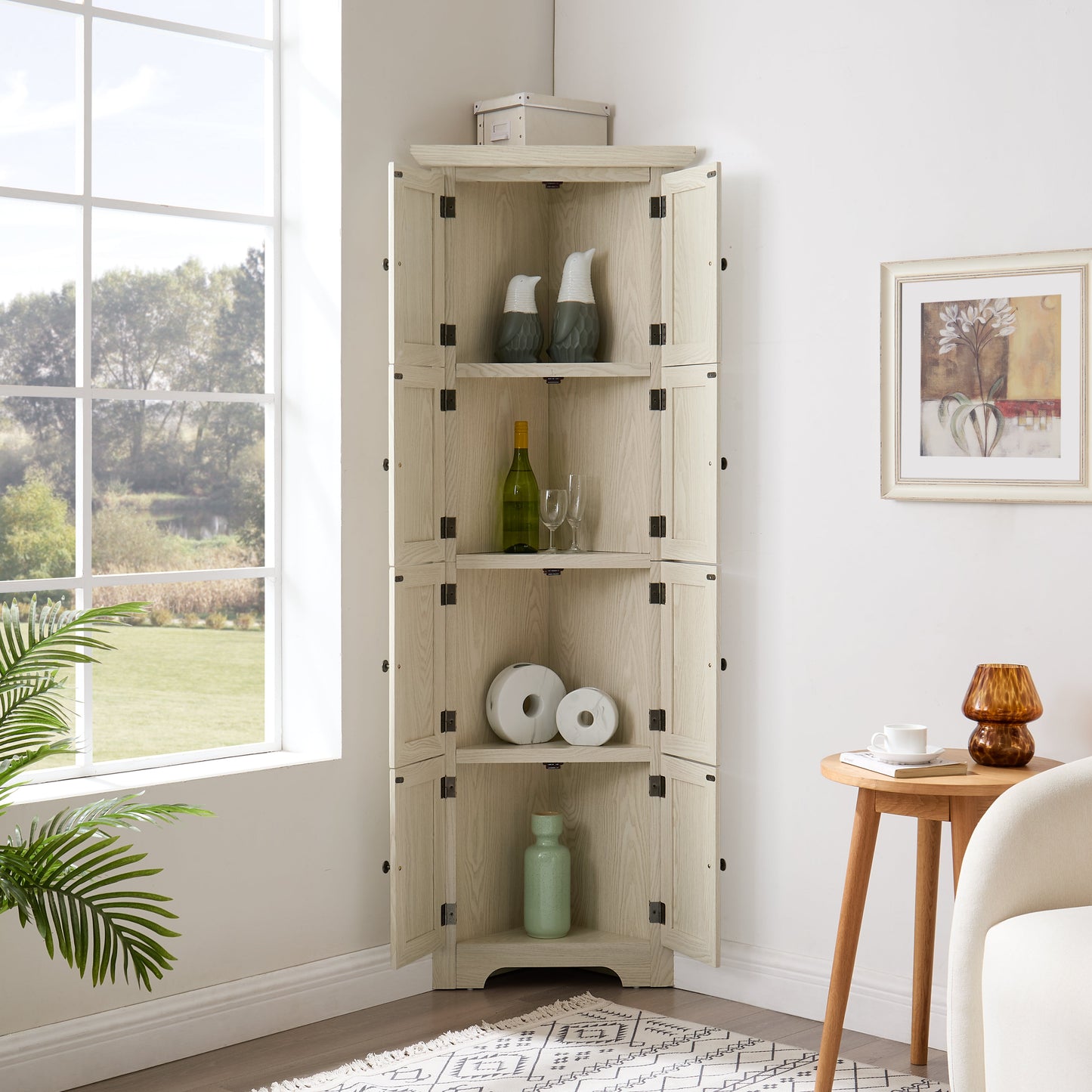 4 Tier Corner Pantry Storage Cabinet With 8 Doors