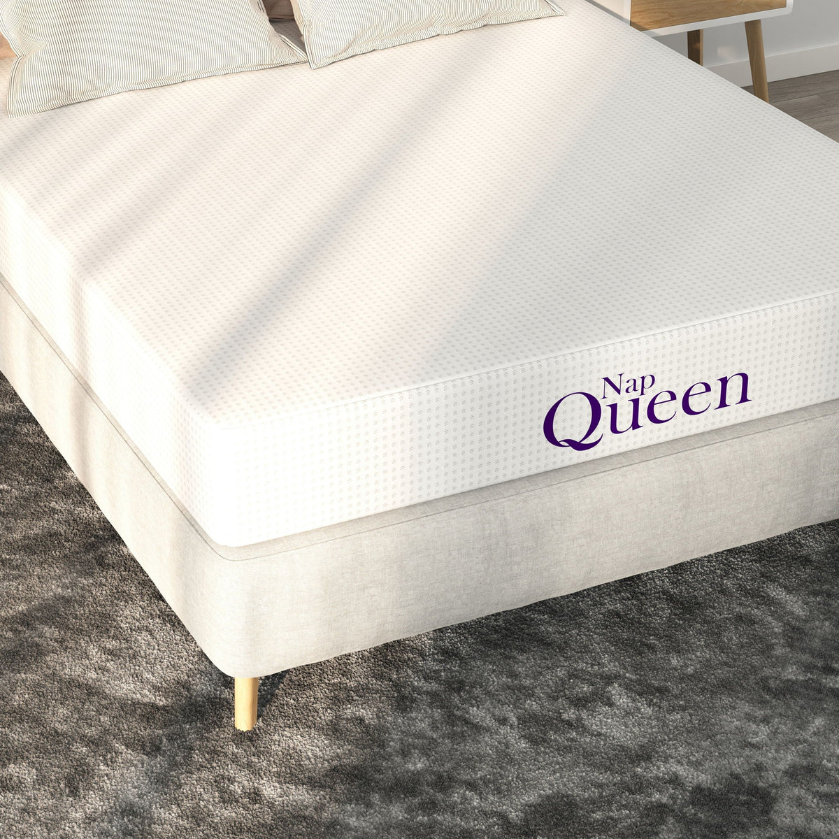 10in charcoal memory foam mattress Queen size by HouseOfZazla with dotted cover on Tampa Home & Garden Store
