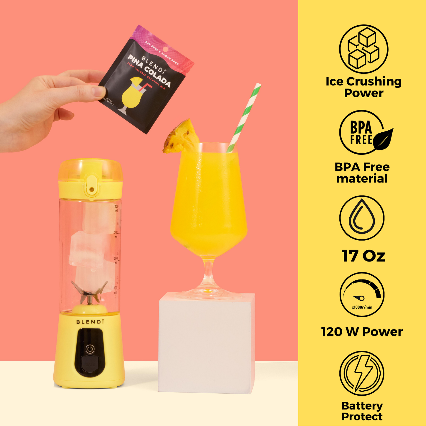 Batidora portátil Pro+ para picar hielo (500 ml)
