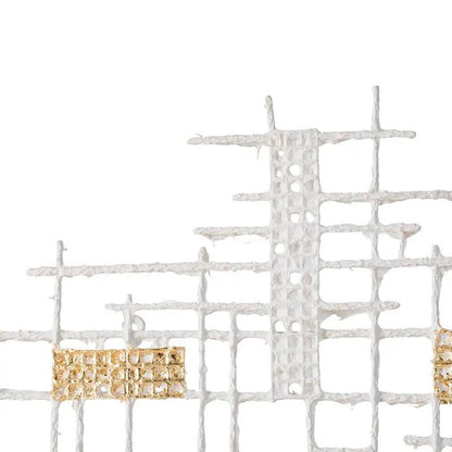 Wall Decor White and Gold Geometric Grid Art