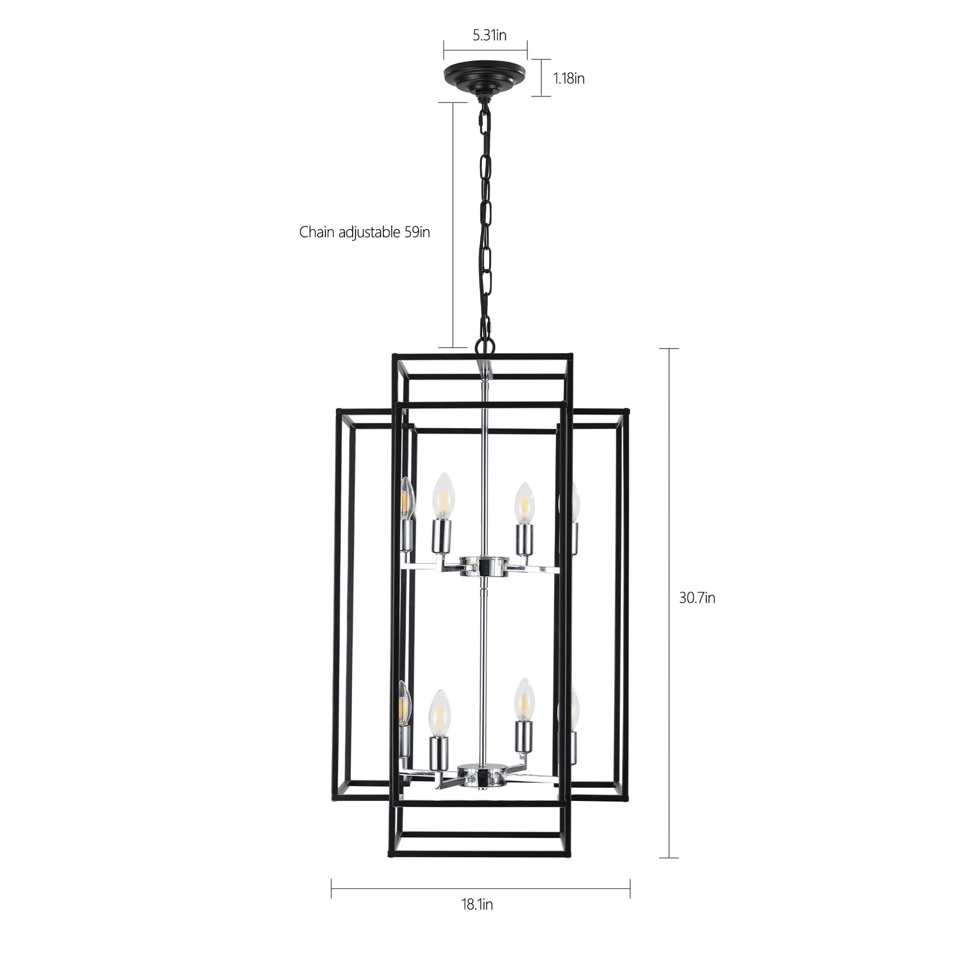 18' Modern 8-Light Black & Chrome Geometric Pendant Chandelier by HouseOfZazla on Tampa Home & Garden Store