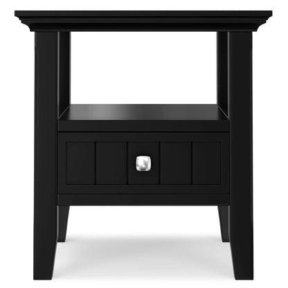 Acadian end table with drawer, black finish, shelf, metal knob, by Unique Piece Furniture on Tampa Home & Garden Store