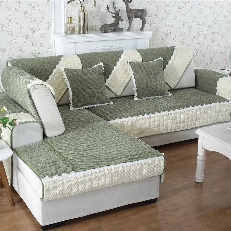 Thick Corduroy Sofa Cushion in Winter for Living