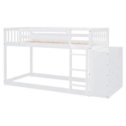 Bunk Bed With Four Drawers and Three Shelves