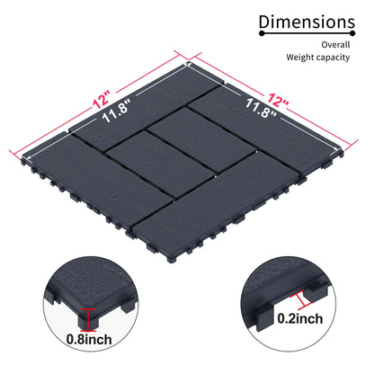 Patio DIY interlocking decking tiles dark gray outdoor and indoor use two tiles easy install on Tampa Home & Garden Store