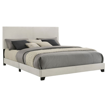 Efram Panel Bed upholstered gray fabric platform bed with padded headboard HouseOfZazla on Tampa Home & Garden Store
