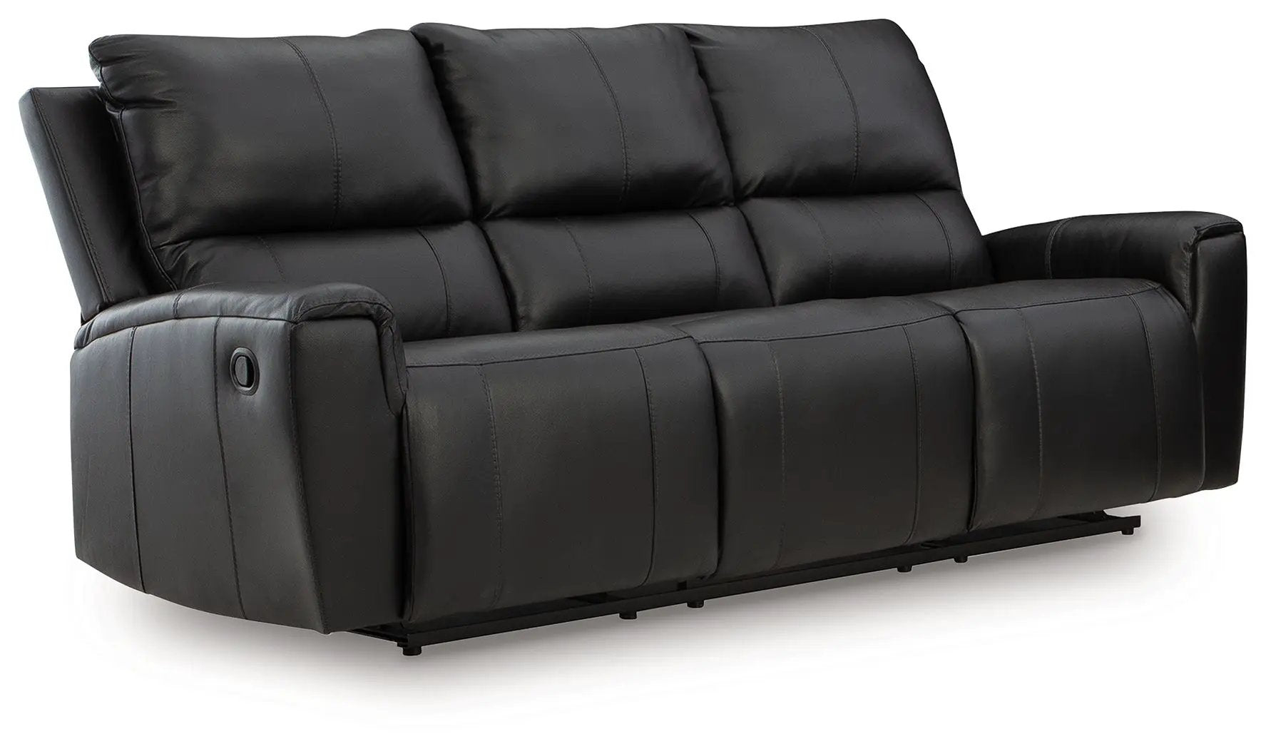 Glossmore 3-seat reclining sofa in black leather upholstery by Unique Piece Furniture on Tampa Home & Garden Store