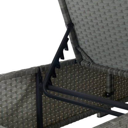 Outdoor PE rattan chaise lounge in gray with black metal frame by HouseOfZazla on Tampa Home & Garden Store