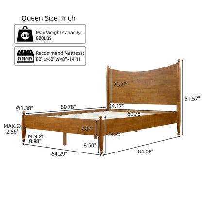 HouseOfZazla Classic Transitional Queen Solid Wood Platform Bed Frame with headboard on Tampa Home & Garden Store