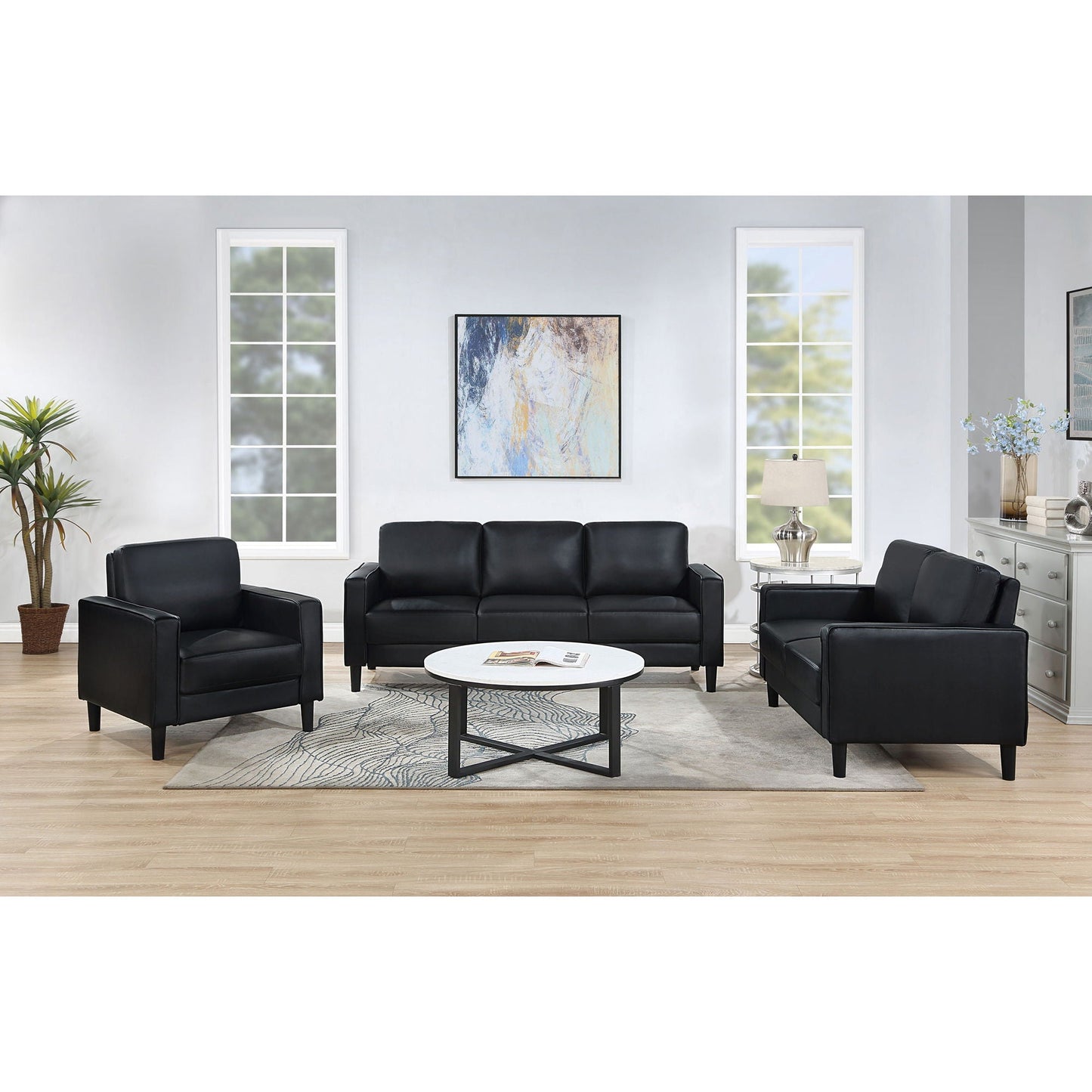 Farallone Contemporary Track Arm Plush Sofa