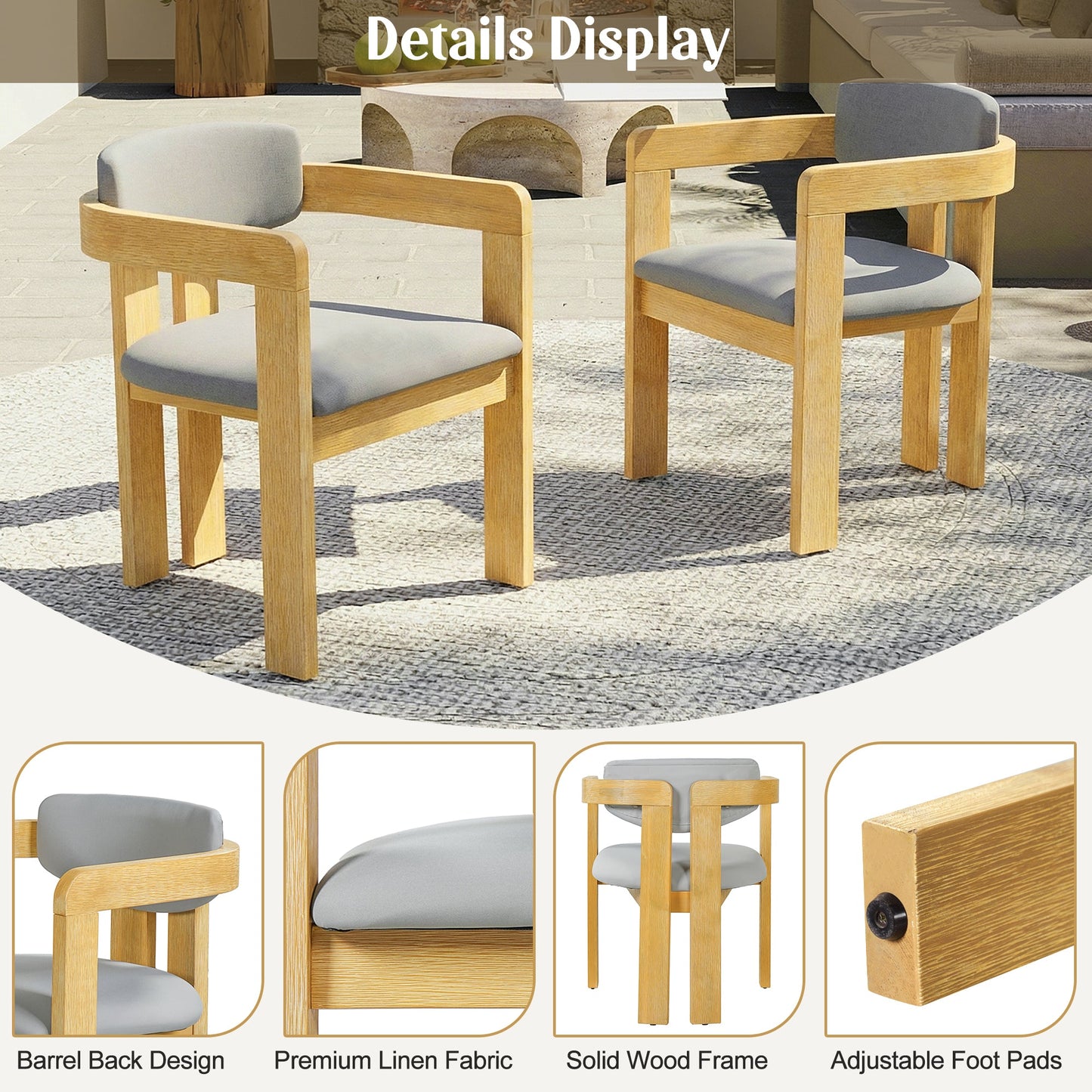 Set of Two Outdoor Acacia Wood Dining Chairs