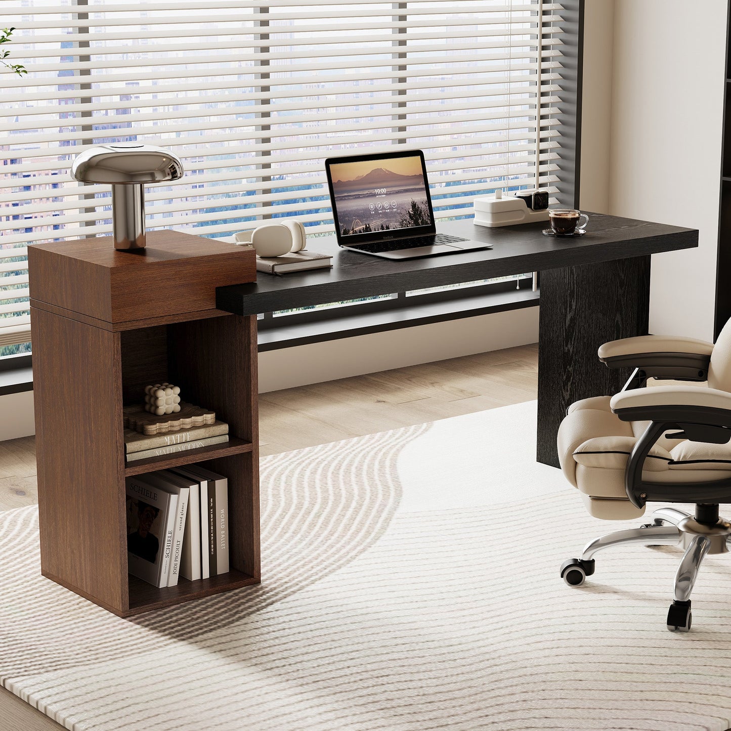 Modern and two tone black walnut side table