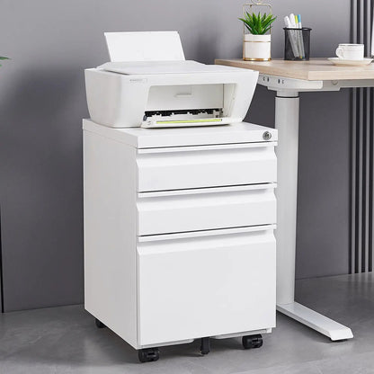Mobile filing cabinet with lock, white metal, 3-drawer for legal/letter by Unique Piece Furniture on Tampa Home & Garden Store