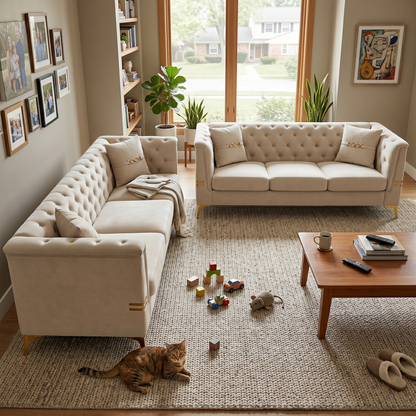 Modern Velvet Sofa Set and Plush Home Seating