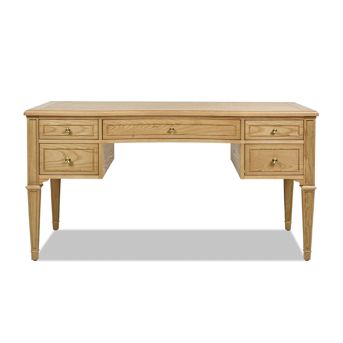 Dauphin 5-drawer executive desk in light brown solid rubber hardwood by HouseOfZazla on Tampa Home & Garden Store