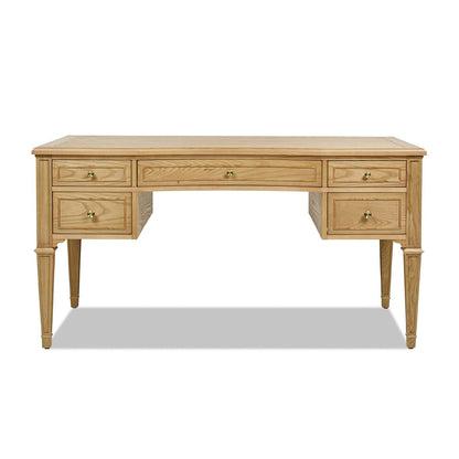 Dauphin 5-drawer executive desk in light brown solid rubber hardwood by HouseOfZazla on Tampa Home & Garden Store