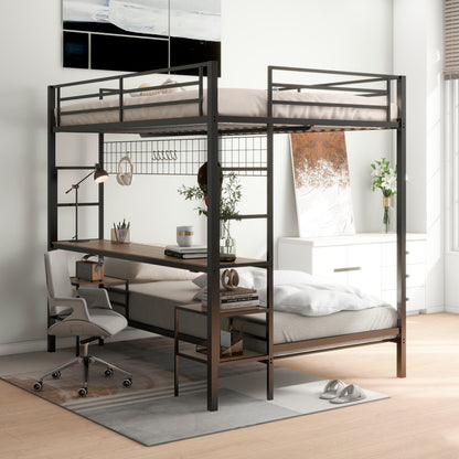 Ethan bunk bed with desk, charging station and storage shelves by HouseOfZazla; black metal on Tampa Home & Garden Store
