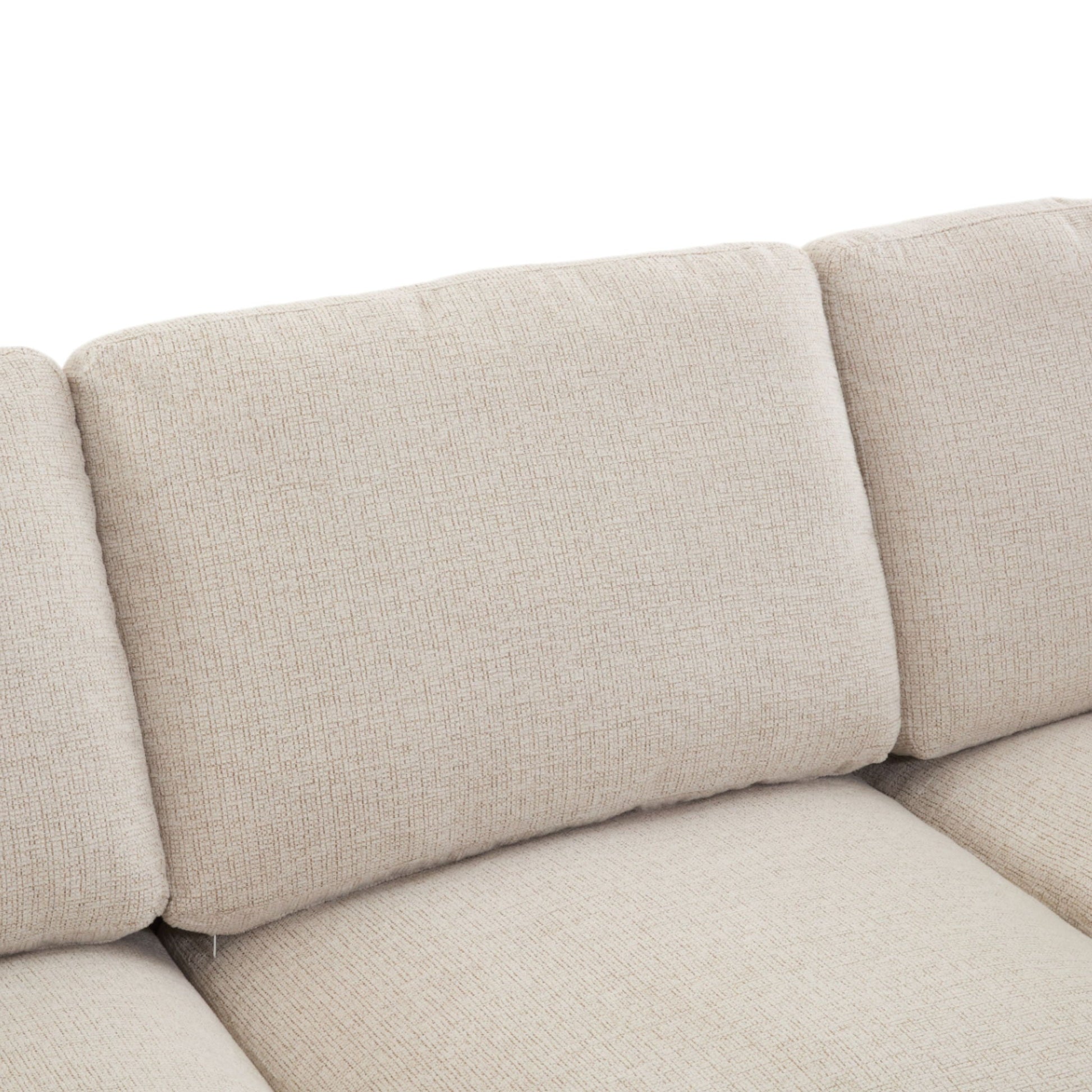 Sectional sofa beige fabric close-up with textured weave, 2-piece living room set on Tampa Home & Garden Store