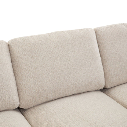 Sectional sofa beige fabric close-up with textured weave, 2-piece living room set on Tampa Home & Garden Store