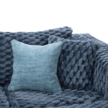 Blue-gray plush blanket with a light blue woven pillow, 2-piece set on Tampa Home & Garden Store