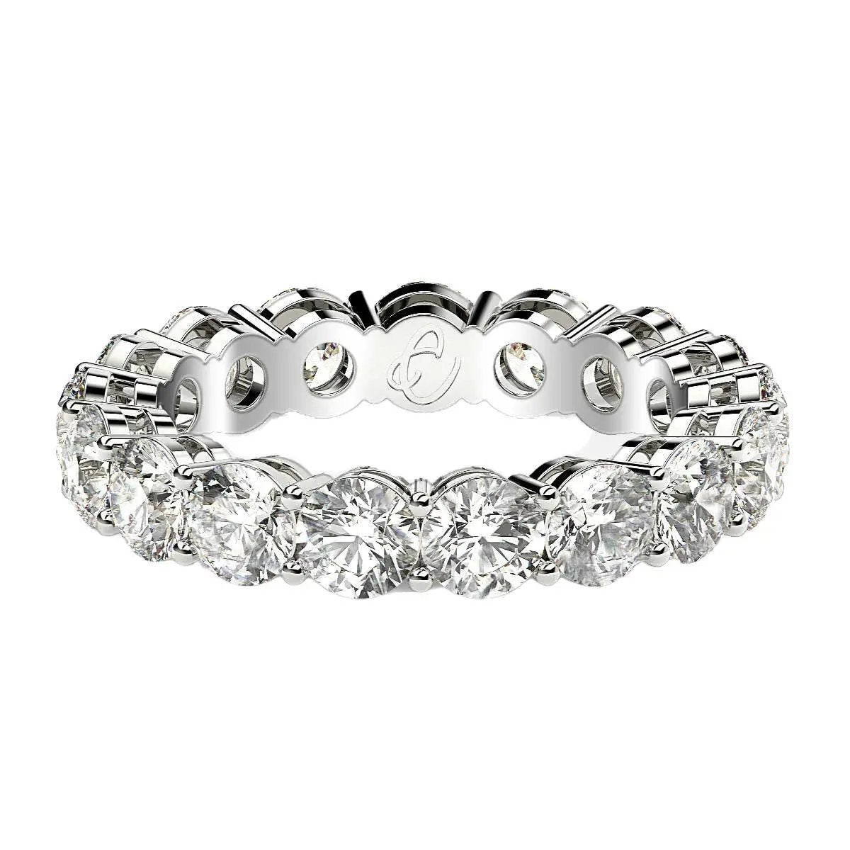 Round-cut lab-grown diamond eternity ring in 14k white gold; 3 cttw FG/VS2, Bids.com on Tampa Home & Garden Store