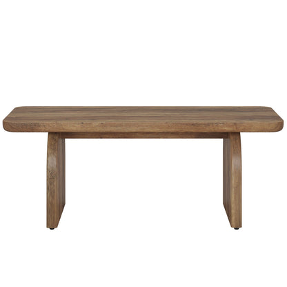Rectangular brown coffee table with H-base and rounded corners, HouseOfZazla on Tampa Home & Garden Store
