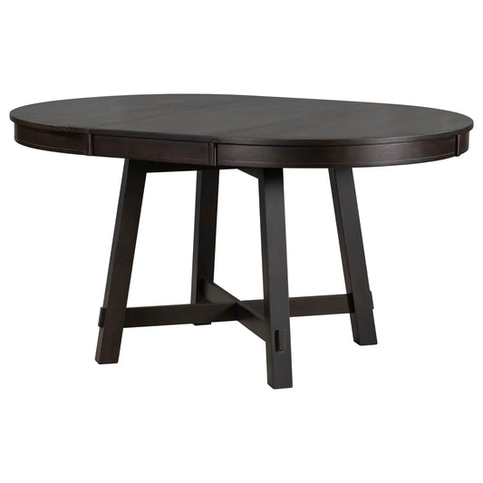 Gia round extendable dining table with 16-inch leaf in dark wood by Unique Piece Furniture on Tampa Home & Garden Store