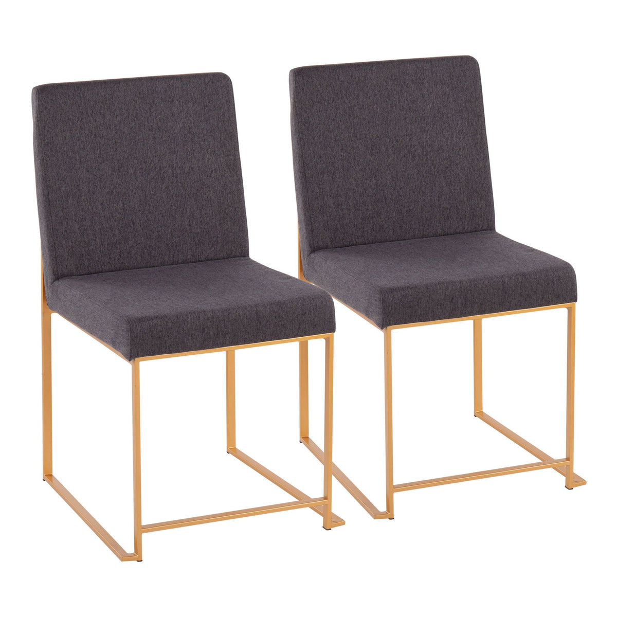 HouseOfZazla highback dining chairs upholstered dark gray fabric & gold legs 2 chairs on Tampa Home & Garden Store