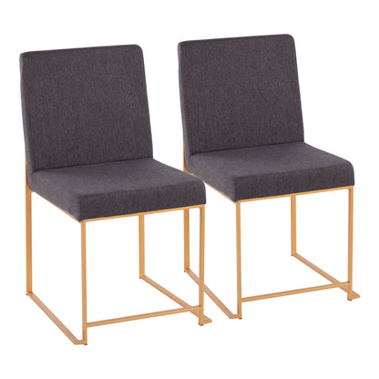 HouseOfZazla highback dining chairs upholstered dark gray fabric & gold legs 2 chairs on Tampa Home & Garden Store