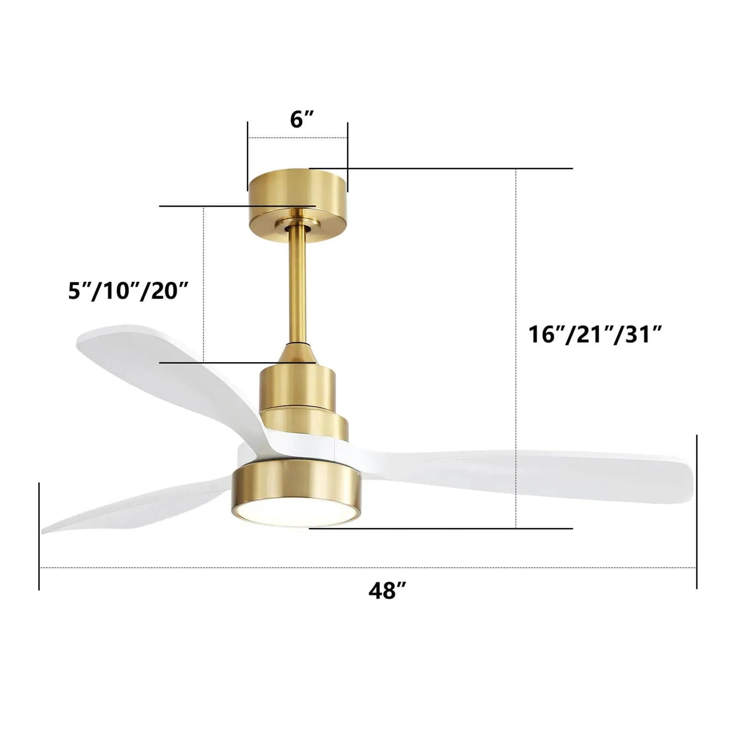 Indoor Ceiling Fan with Dimmable LED Light Remote