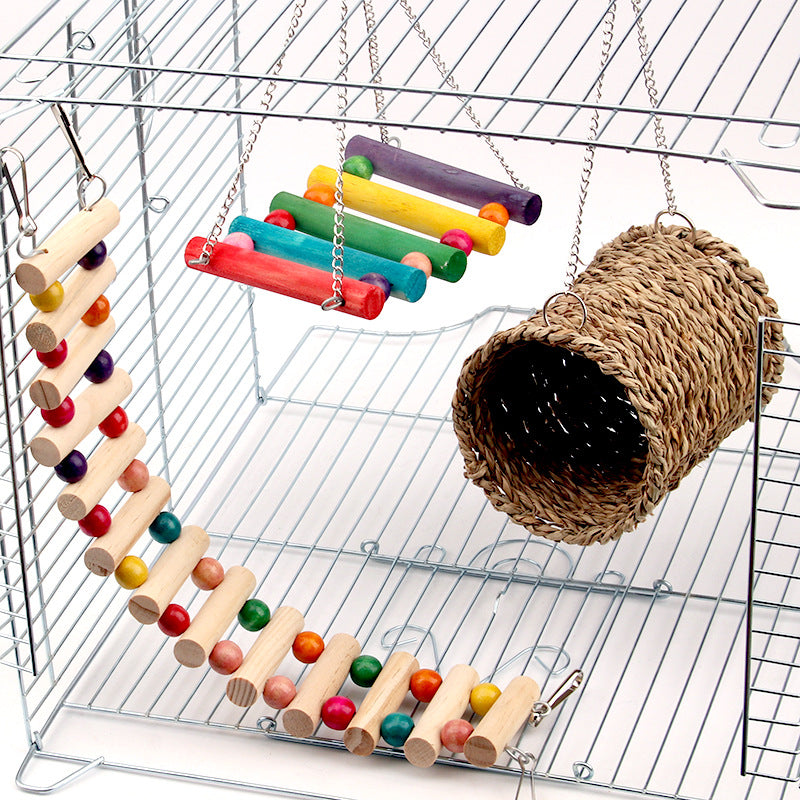 Sell My Stuff rat parrot toy swing climbing ladder with rainbow wooden rungs in a metal cage on Tampa Home & Garden Store