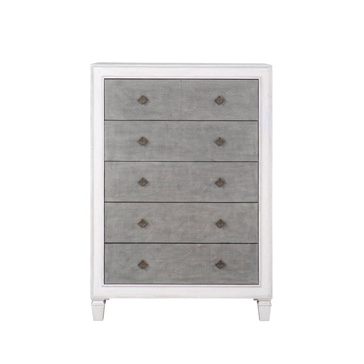 Katia Weathered White Accent Chest with smooth drawers; gray textured fronts by HouseOfZazla on Tampa Home & Garden Store