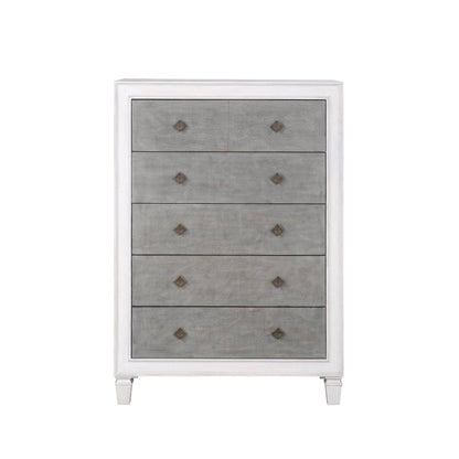 Katia Weathered White Accent Chest with smooth drawers; gray textured fronts by HouseOfZazla on Tampa Home & Garden Store
