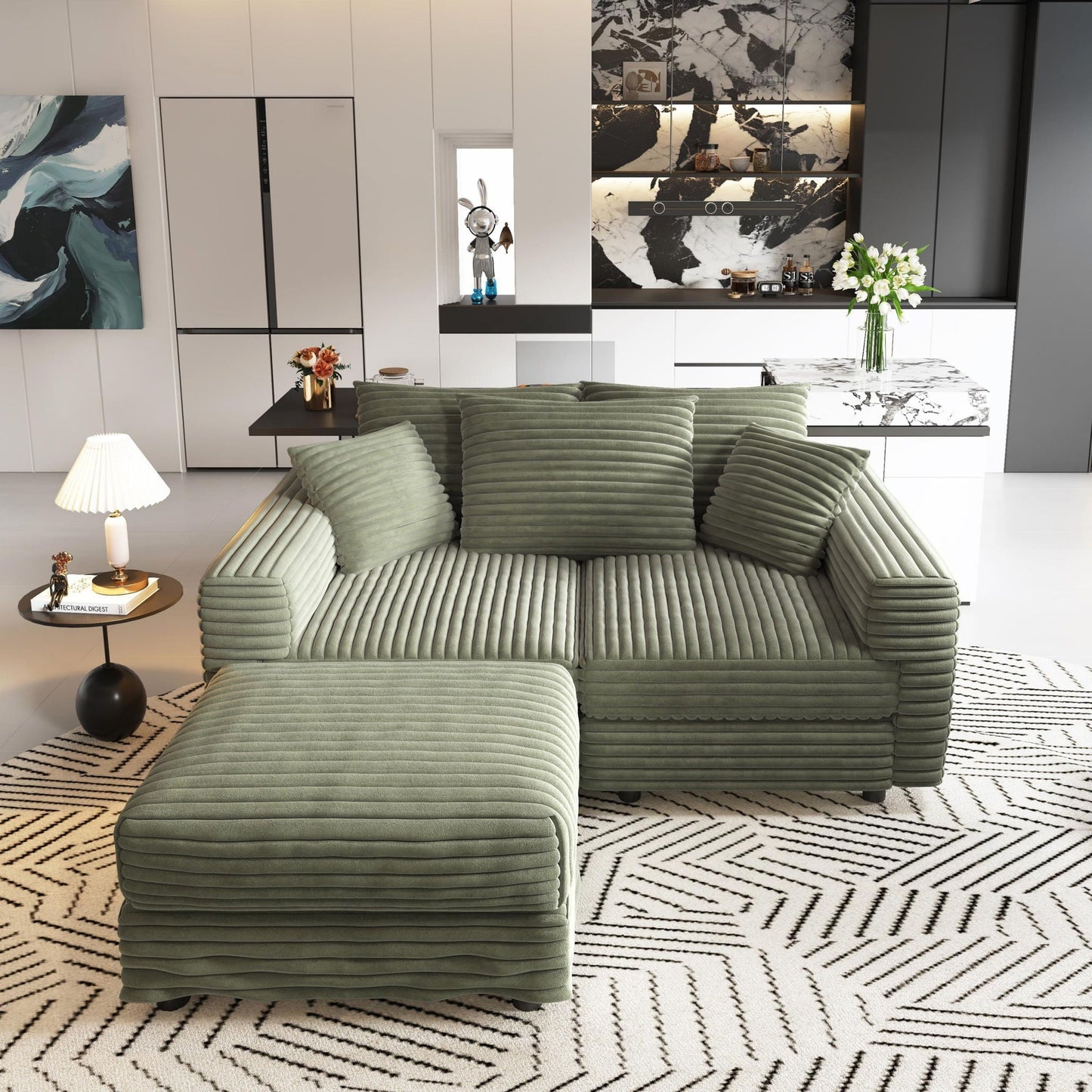 Convertible Sofa With Deep Seat and Pillows